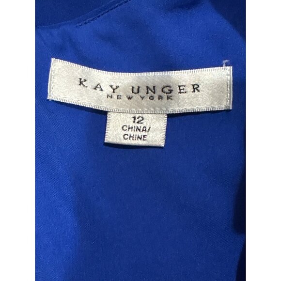 Kay Unger New York Blue Sleeveless Hi-Low Evening Gown, Size 12 Formal Elegant - Picture 9 of 11